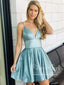Shiny V-neck Homecoming Dresses Spaghetti Strap Short Prom Dress ARD2434