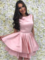 Vestidos cortos de fiesta en color rosa, línea A, vestido dulce 16 en capas para adolescentes APD3360 