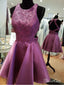 Short A Line Purple Homecoming Dresses Purple Lace Beaded Sweet 16 Dresses APD3410