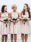 Short Bridesmaid Dresses with Sash Lace Top Cheap Knee Length Bridesmaid Dress ARD1178