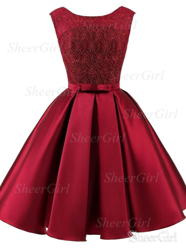 Short Burgundy Prom Dresses Lace Top Mimi Homecoming Dresses APD2755 SheerGirl Short Burgundy Prom Dresses Lace Top Mimi Homecoming Dresses APD2755 SheerGirl