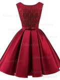 Short Burgundy Prom Dresses Lace Top Mimi Homecoming Dresses APD2755-SheerGirl