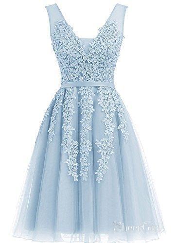 Short Dusty Rose Homecoming Dresses Lace Appliqued Princess Hoco Dress ARD1411-SheerGirl