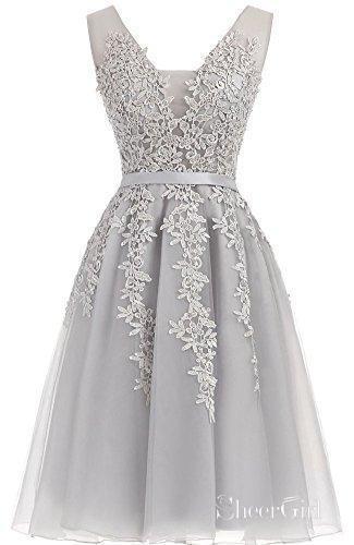 Short Dusty Rose Homecoming Dresses Lace Appliqued Princess Hoco Dress ARD1411-SheerGirl