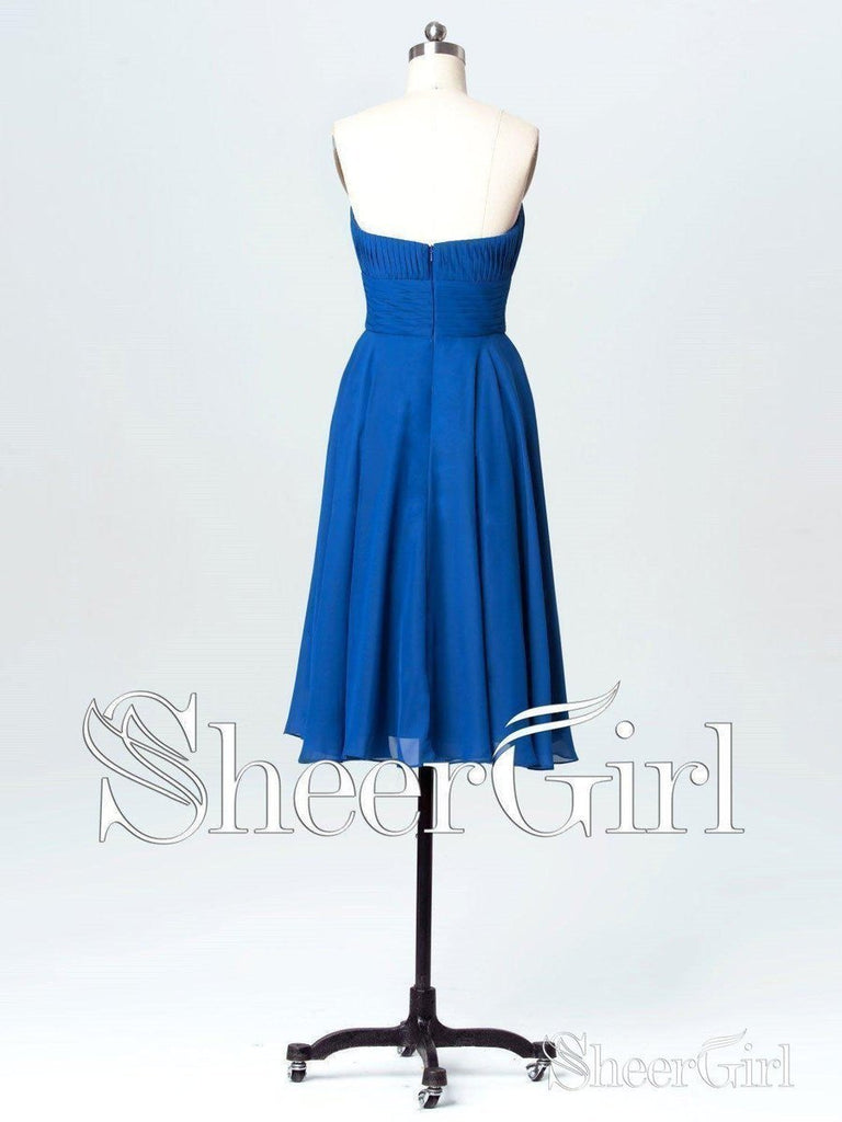 A Line Short Bridesmaid Dress Ocean Blue Bridesmaid Dress|Sheergirl.com ...