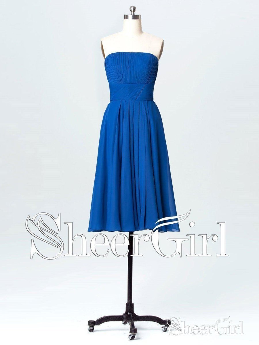royal blue junior bridesmaid dresses Short Sleeve Royal Blue Lace Junior Bridesmaid Dress with Knee-Length –  27dress main image 0