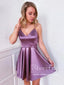Short Satin Cocktail Party Dress Sexy Crossed Back Mini Homecoming Dresses ARD2789