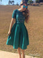 Short Sleeve Dark Green Homecoming Dresses Cheap Mid Length Prom Dress ARD1549