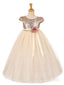 Short Sleeve Rose Gold Sequin Blushing Long Flower Girl Dresses ARD1281