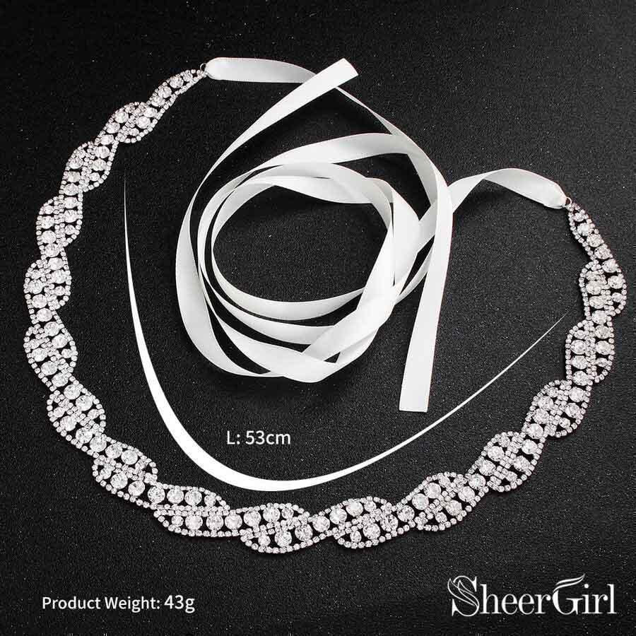 Silver Crystal Bridal Sashes ACC1148-SheerGirl