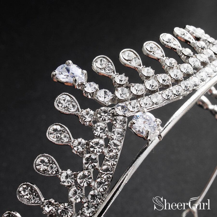 Silver Crystal Princess Tiara Vintage Bridal Tiaras ACC1152-SheerGirl