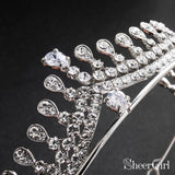 Silver Crystal Princess Tiara Vintage Bridal Tiaras ACC1152-SheerGirl