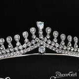 Silver Crystal Princess Tiara Vintage Bridal Tiaras ACC1152-SheerGirl