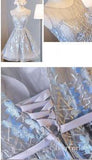 Silver Lace Applique Homecoming Dresses Embroidered Short Prom Dress ARD1496-SheerGirl