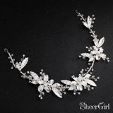 Silver Leaf Bridal Headband with Crystals ACC1162-SheerGirl