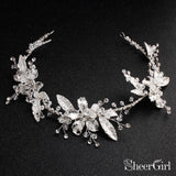 Silver Leaf Bridal Headband with Crystals ACC1162-SheerGirl