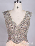 Silver Sequin Formal Dresses Modest Peach Wedding Guest Dresses for Summer APD3487-SheerGirl