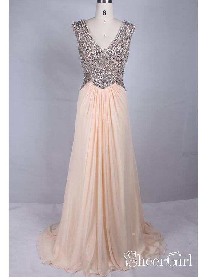 Beaded Lace and Satin Princess Peach Bridal Gown - Promfy