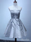 Silver Strapless Mini Lace Homecoming Dresses Shiny Sequin Homecoming Dress ARD1517