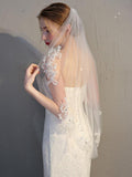 Simmple Short Wedding Veil Lace Mantilla Veils ACC1060-SheerGirl