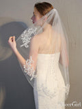 Simmple Short Wedding Veil Lace Mantilla Veils ACC1060-SheerGirl