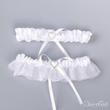 Simple Bridal Garter Set with Bow & Beads Cheap Wedding Garters ACC1014-SheerGirl