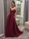 Simple Burgundy Long Prom Dresses with Pockets and Sequin Bodice ARD2067-SheerGirl