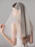 Simple Champagne Short Wedding Veils Blusher Veil ACC1083-SheerGirl