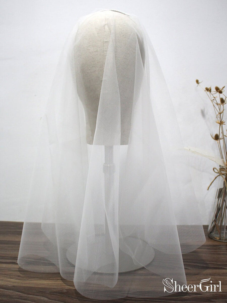 Short Tulle Bridal Veil Blusher Veils Viniodress AC1302
