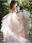 Jednoduché šampaňské tylové společenské svatební šaty Svatební šaty velké velikosti AWD1312 