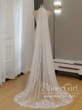 Simple Floral Lace Chapel Train Veil Bridal Veil Wedding Veil ACC1195-SheerGirl