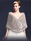 Simple Ivory Faux Fur Bridal Wraps Wedding Wrap WJ0003-SheerGirl