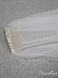 Simple Ivory Tulle Drop Veil Crystal Comb Wedding Veils ACC1054-SheerGirl