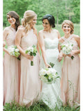 Simple Long Bridesmaid Dresses Pink Chiffon Bridesamid Dresses under 100 ARD1149B-SheerGirl