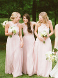 Simple Long Bridesmaid Dresses Pink Chiffon Bridesamid Dresses under 100 ARD1149B-SheerGirl