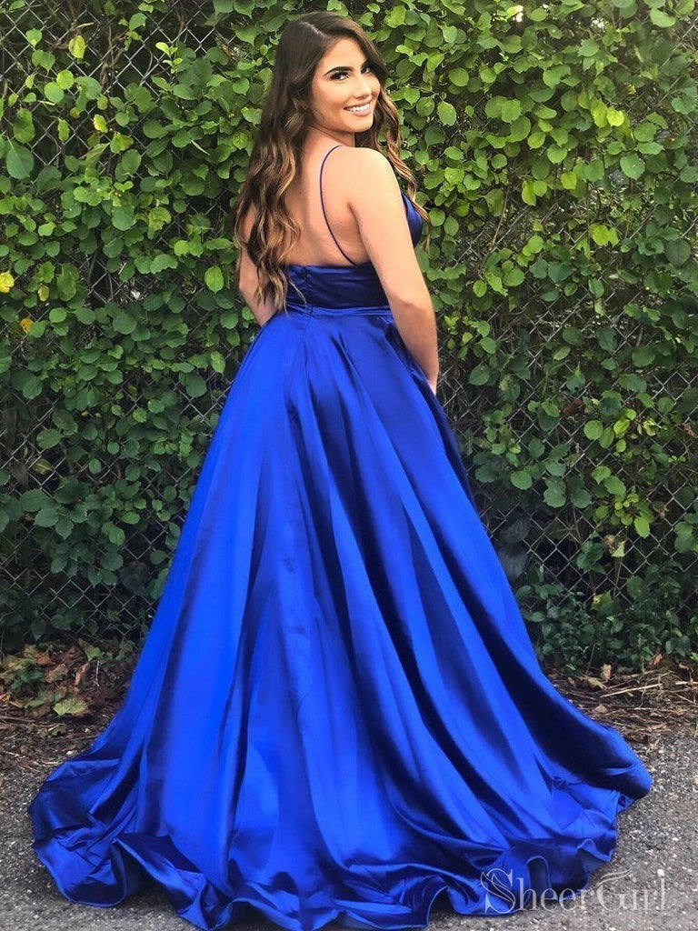 Simple Long Prom Dresses with Pockets Spaghetti Strap Prom Dress ARD2163-SheerGirl
