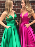 Simple Long Prom Dresses with Pockets Spaghetti Strap Prom Dress ARD2163-SheerGirl