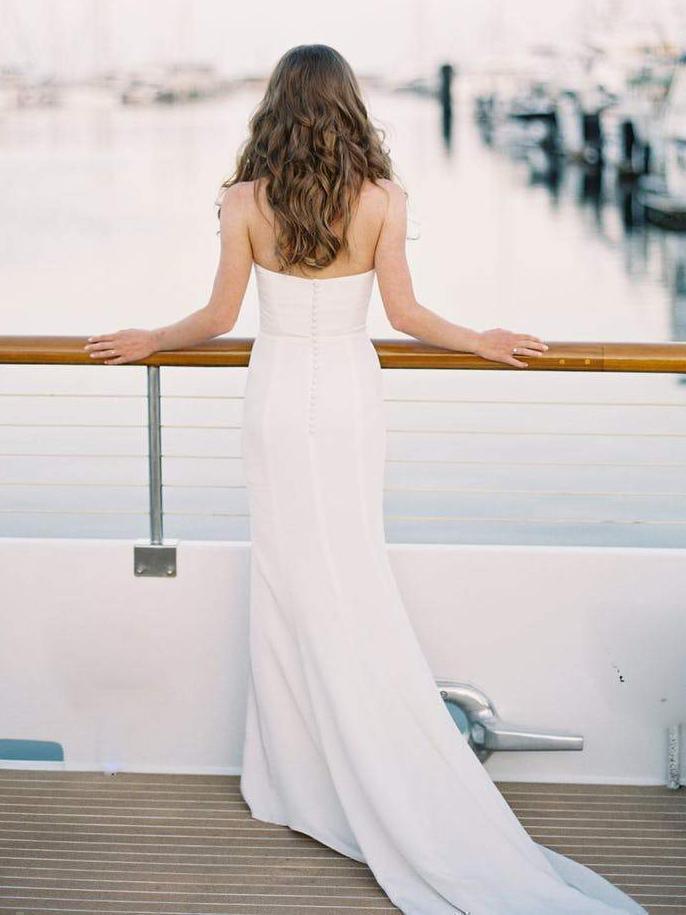 Simple Off White Modest Mermaid Wedding Dresses Sweetheart Neck AWD1288 Simple Off White Modest Mermaid Wedding Dresses Sweetheart Neck AWD1288