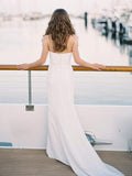 Simple Off White Modest Mermaid Wedding Dresses Sweetheart Neck AWD1288-SheerGirl