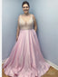 Simple Pink Long Prom Dresses with Pockets Beaded Plus Size Prom Dress ARD2056