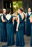 Simple Plus Size V Neck Cheap Sheath Bridesmaid Dresses Long ARD1772-SheerGirl