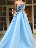 Simple Sky Blue Prom Dresses with Pockets Butterfly Applique Prom Dress ARD2111-SheerGirl