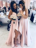 Simple Spaghetti Strap Light Pink Bridesmaid Dresses with Slit ARD1757-SheerGirl