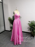 Simple Spaghetti Strap Prom Dresses V-neck Formal Dresses With Slit ARD2106-SheerGirl