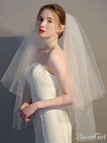 Simple Two Tier Ivory Short Wedding Veils ACC1061-SheerGirl
