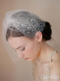 Simple Vintage-Inspired Birdcage Veils Ivory Blusher Veil ACC1087-SheerGirl