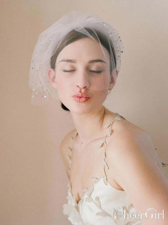 Simple Vintage-Inspired Birdcage Veils Ivory Blusher Veil ACC1087-SheerGirl