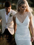 Simple Wedding Gown with Spaghetti Straps Mermaid Wedding Dress AWD1823-SheerGirl