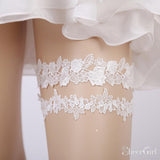 Simple White Lace Wedding Garter Set Stretchy Bridal Garters ACC1013-SheerGirl