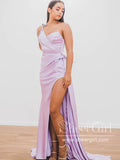 Single Shoulder Mermaid Satin Prom Dress with High Slit ARD2689-SheerGirl